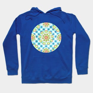 Blue Gingham Firework Mandala Hoodie